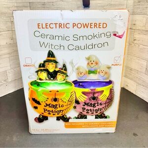 Witch Smoking Cauldron LED‎ Lighted Electric 14" by Gerson International TESTED